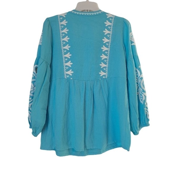 Soft surroundings Turquoise Peasant blouse Sz S - Picture 2 of 4